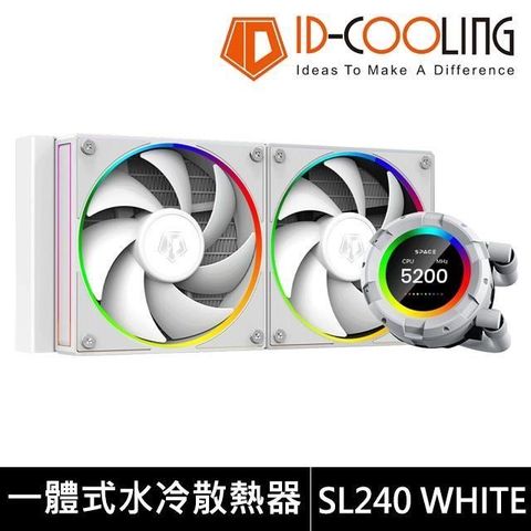 【南紡購物中心】 ID-COOLING SL240【240mm】WHITE 白 水冷散熱器 (2.1吋 LCD冷頭/厚5.4cm/5年保)