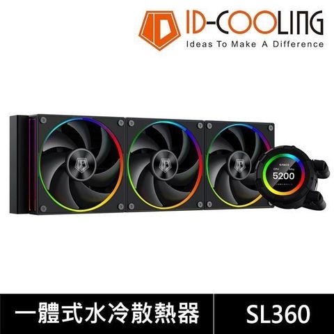 【南紡購物中心】 ID-COOLING SL360【360mm】黑色 水冷散熱器(2.1吋 LCD冷頭/厚5.4cm/5年保)
