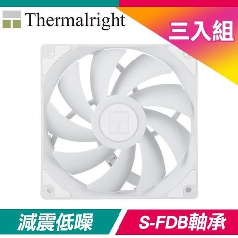 Thermalright 【南紡購物中心】 【三入組】 利民 TL-C12CW 12公分 S-FDB軸承 機殼風扇《白》