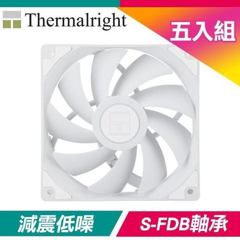 Thermalright 【南紡購物中心】 【五入組】 利民 TL-C12CW 12公分 S-FDB軸承 機殼風扇《白》