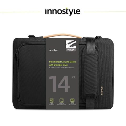 innostyle 專利防摔 14吋 側背包/筆電包/平板包/電腦包/斜背包/公事包 OmniProtect系列 黑色
