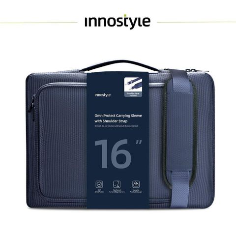 innostyle 專利防摔 16吋 筆電包/電腦包/側背包/平板包/斜背包/公事包 OmniProtect系列 藍色
