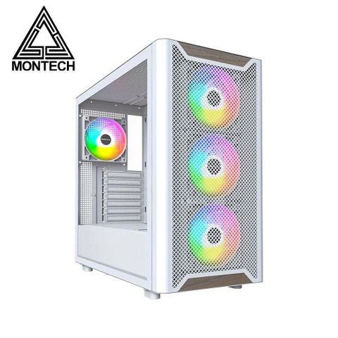 MONTECH 君主 XR Wood 白 玻璃透側機殼 (ATX/內附4風扇/Type-C/塔散175mm)