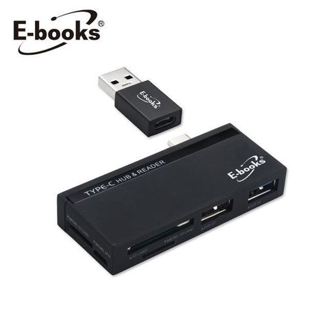 E-books 【南紡購物中心】  T42 Type C+USB3.0萬用雙介面OTG HUB讀卡機