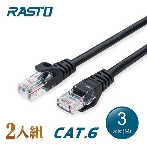 RASTO 【南紡購物中心】 【2入組】 REC5 超高速 Cat6 傳輸網路線-3M