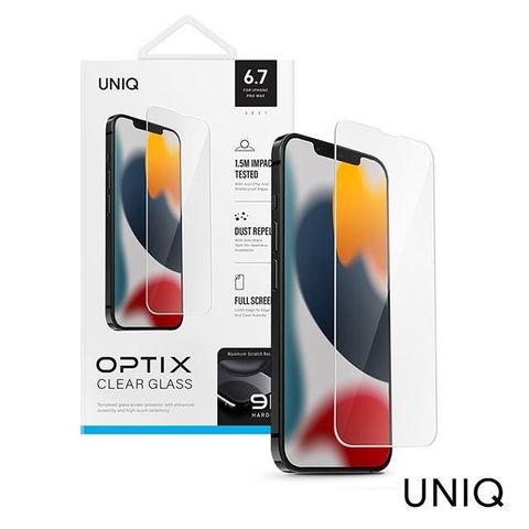 UNI-Q 【南紡購物中心】  iPhone 13 Pro Max OPTIX Clear滿版高清透9H玻璃保護貼-透明