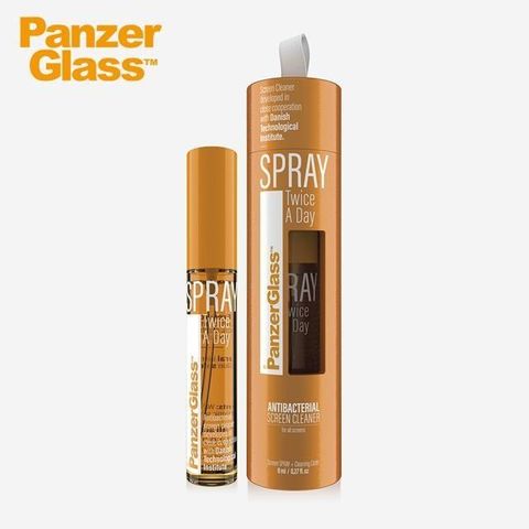 PanzerGlass 【南紡購物中心】 丹麥 SprayTwice A Day 歐盟認證天然抗菌清潔噴霧8ml(適用所有螢幕)