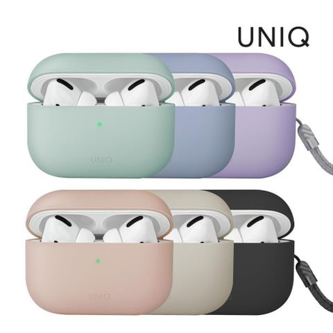 UNIQ 【南紡購物中心】  Lino AirPods Pro 2 素色簡約液態矽膠藍牙耳機保護套(附掛繩)