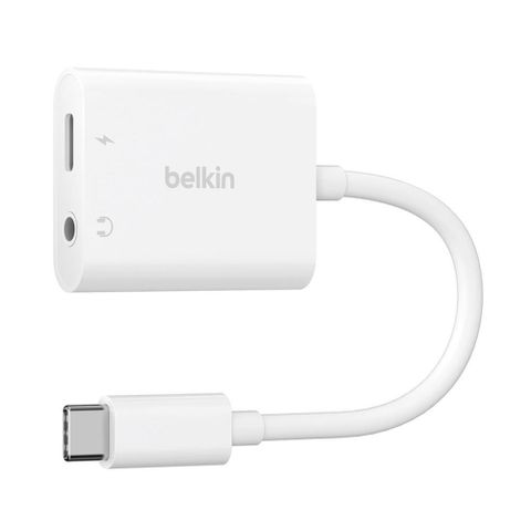 【南紡購物中心】 Belkin 貝爾金 RockStar 3.5mm 音頻+USB-C 充電轉接器 NPA004btWH