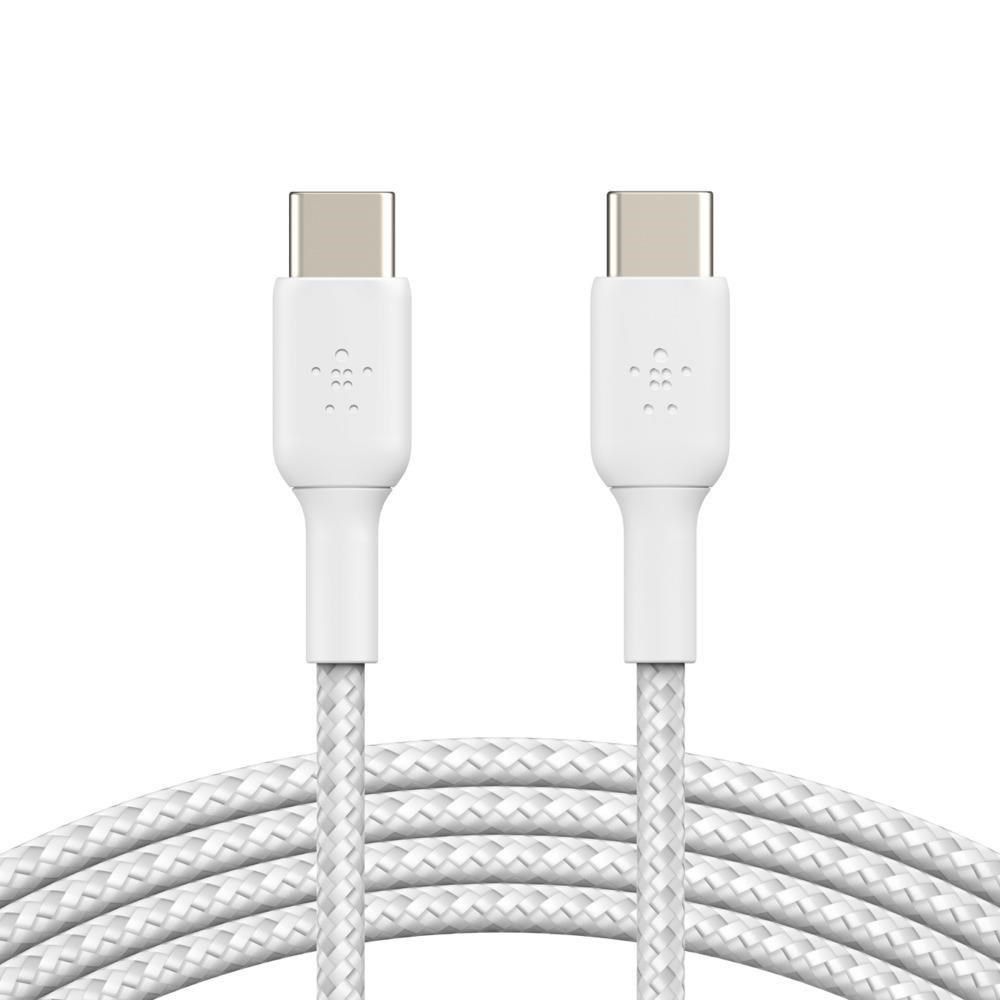 BELKIN USB-C 至 USB-C 編織充電線 2M/ 2入組 CAB004bt2MWH2PK