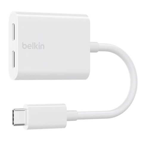 BELKIN 【南紡購物中心】  貝爾金 USB-C 音訊+充電轉接器 白色 F7U081btWH