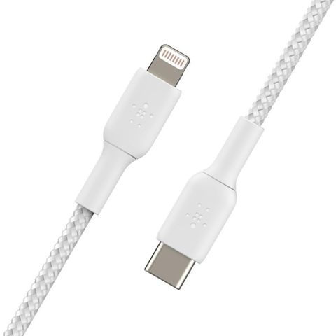 BELKIN 【南紡購物中心】  貝爾金 USB-C 至 Lightning 編織傳輸線暨充電線1公尺 CAA004bt1M