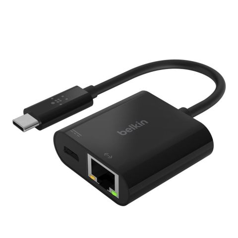 BELKIN 【南紡購物中心】  貝爾金 USB-C 轉乙太網路+充電轉接器 INC001btBK