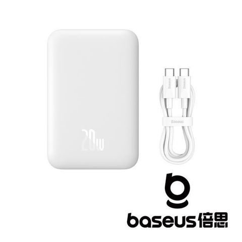 Baseus 倍思 【南紡購物中心】   磁吸迷你Air 6000mAh 20W 無線快充移動電源 含線 白色