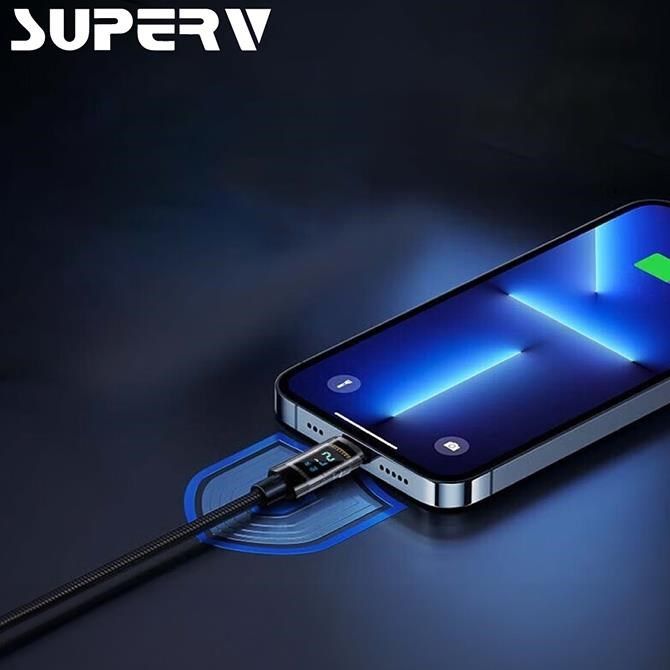  【南紡購物中心】 SuperV RT100 100W Type-C to C 數顯快速充電線(120cm)