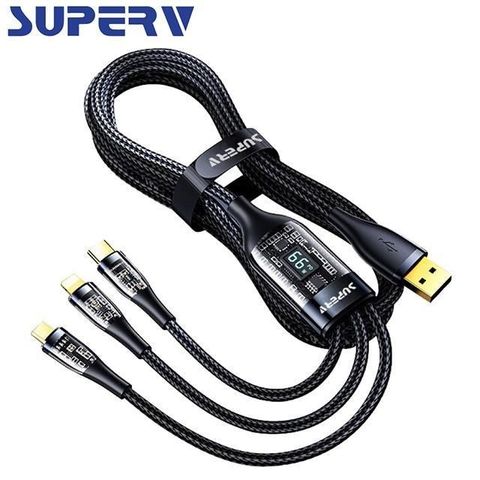 【南紡購物中心】 SuperV RT66 3 in 1 66W 多功能數顯快速充電線(120cm)