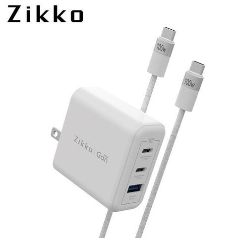 Zikko 即刻 【南紡購物中心】  65W GaN 氮化鎵2C+1A 快充線材組 (UM001)