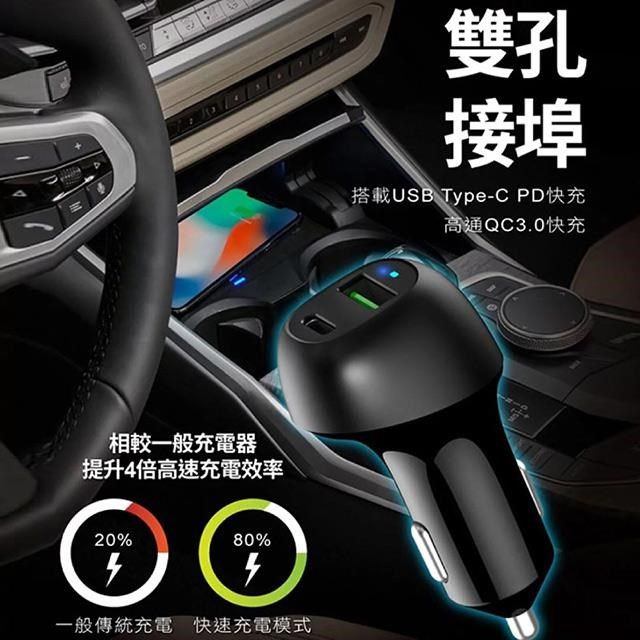 Peripower 【南紡購物中心】  PS-U16 極速 Type-CPD+QC3.0 雙USB車用快充