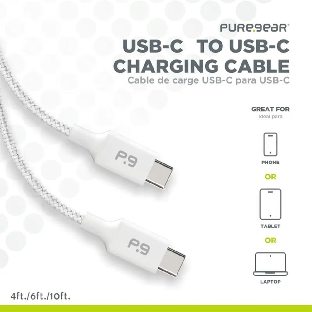 PureGear 普格爾 【南紡購物中心】 USB TID 認證  Type-C to Type-C 充電編織線 雙倍堅韌 3M