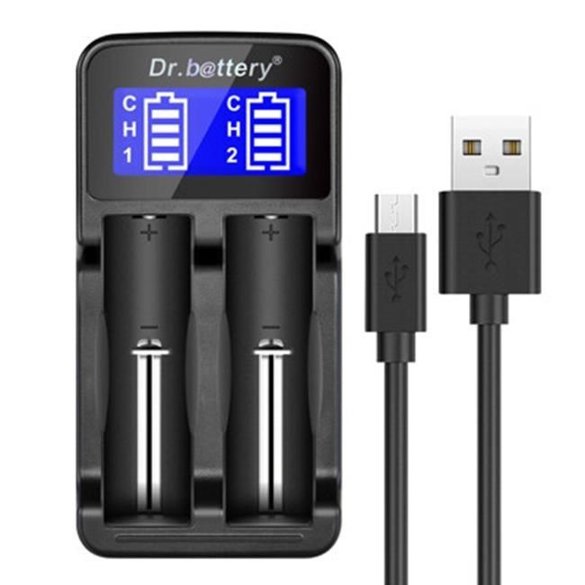 Dr.b@ttery 電池王 【南紡購物中心】 Dr.battery 液晶雙槽LCD-18650鋰電池充電器/複合式鎳氫電池AA/AAA皆可充