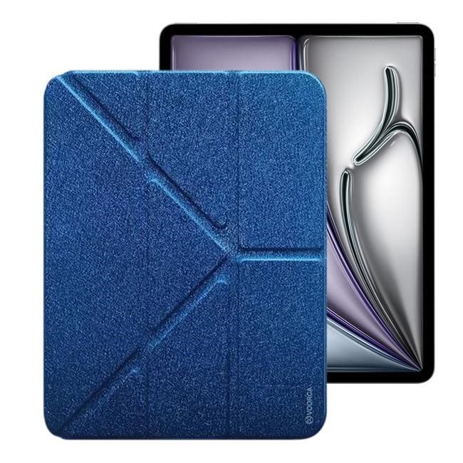  Fickle iPad Air 13.0(2024)/iPad Pro12.9(2018/2020/2022)共用鋼絲紋Y折側掀皮套