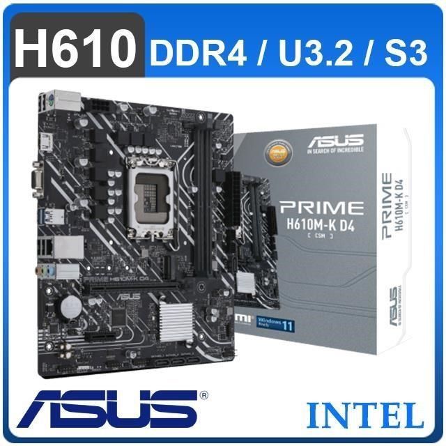 ASUS 華碩 【南紡購物中心】   PRIME H610M-K D4-CSM LGA1700主機板 (M-ATX/3+1年保)