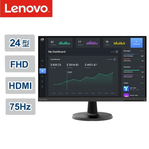 【南紡購物中心】Lenovo D24-40 24吋顯示器(67A2KAC6TW)