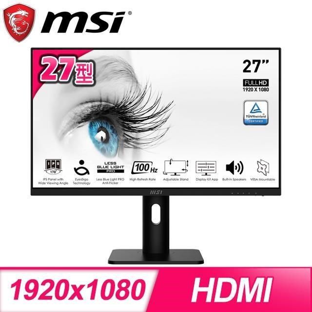 MSI 微星 【南紡購物中心】   PRO MP273AP 27型 IPS 可旋轉護眼螢幕