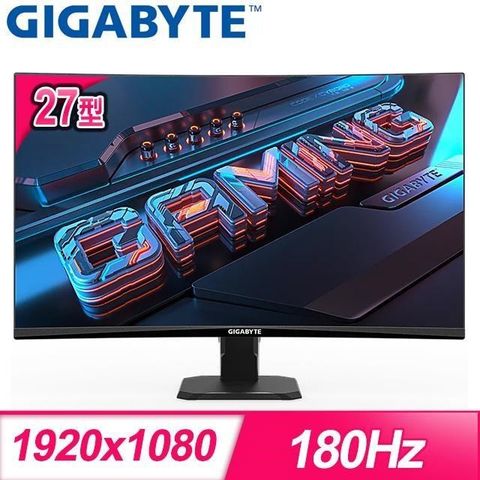 【南紡購物中心】 Gigabyte 技嘉 GS27FC 27型 180Hz 1ms 1500R曲面電競螢幕