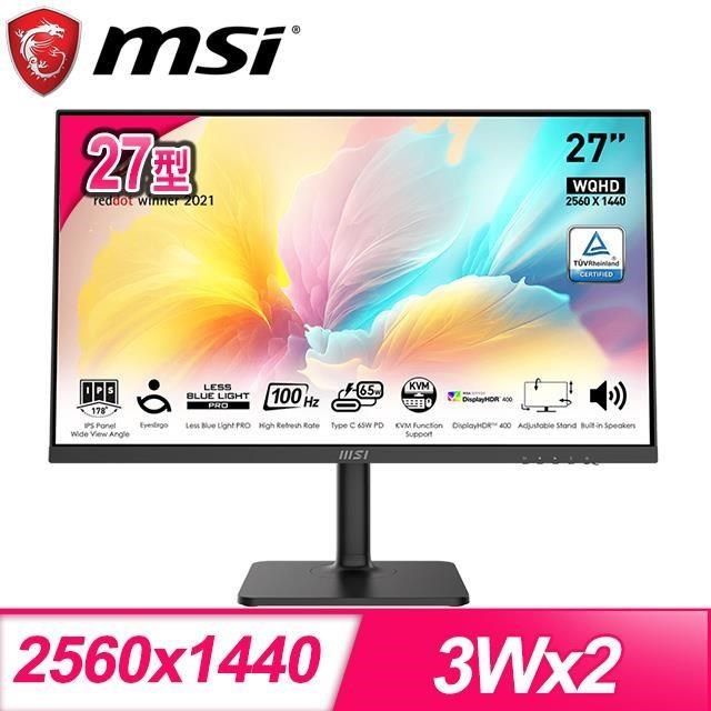 MSI 微星 【南紡購物中心】   Modern MD272QXP 27型 IPS WQHD 100Hz 美型螢幕《黑》