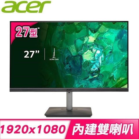 【南紡購物中心】 ACER 宏碁 RS272 27型 IPS 100Hz 抗閃系列 無邊框螢幕