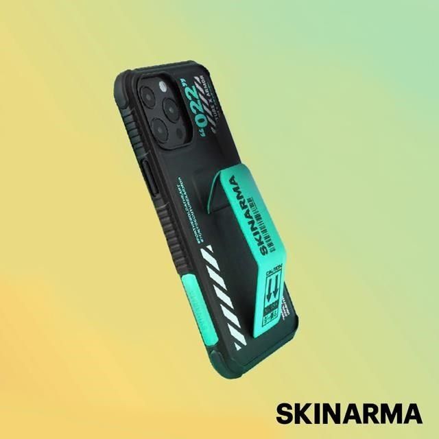 Skinarma 【南紡購物中心】 日本潮牌iPhone 13 Shingoki 022款磁吸支架防摔手機殼-綠