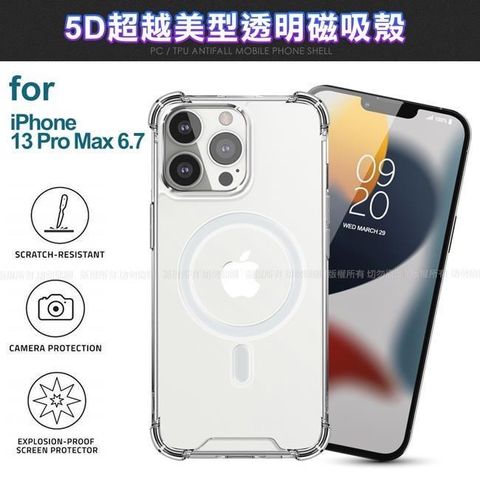 for iPhone13 Pro Max 6.7 5D超越美型透明磁吸殼