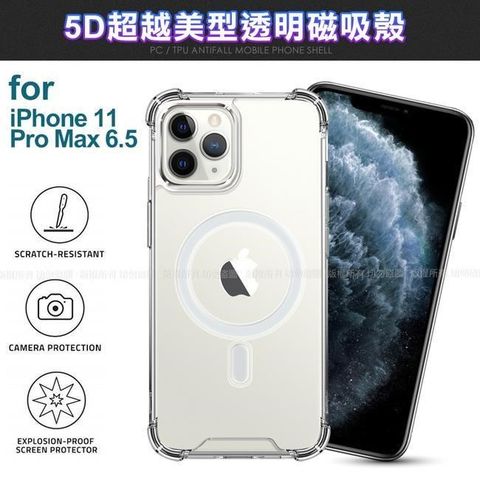 for iPhone11 Pro Max 6.5 5D超越美型透明磁吸殼