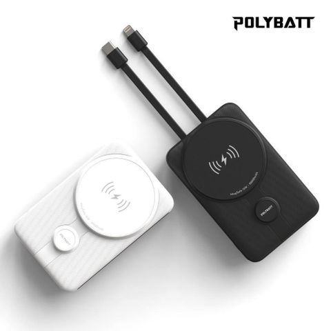 【南紡購物中心】 PolyBatt 10000mAh 磁吸帶線行動電源 支援磁吸 2C / LC