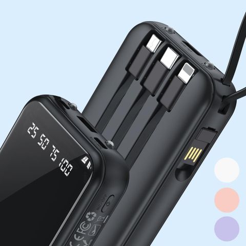 TOTU 【南紡購物中心】 八合一帶線數顯快充行動電源 10000mAh Lightning/Type-C/安卓Micro PB-1010系列