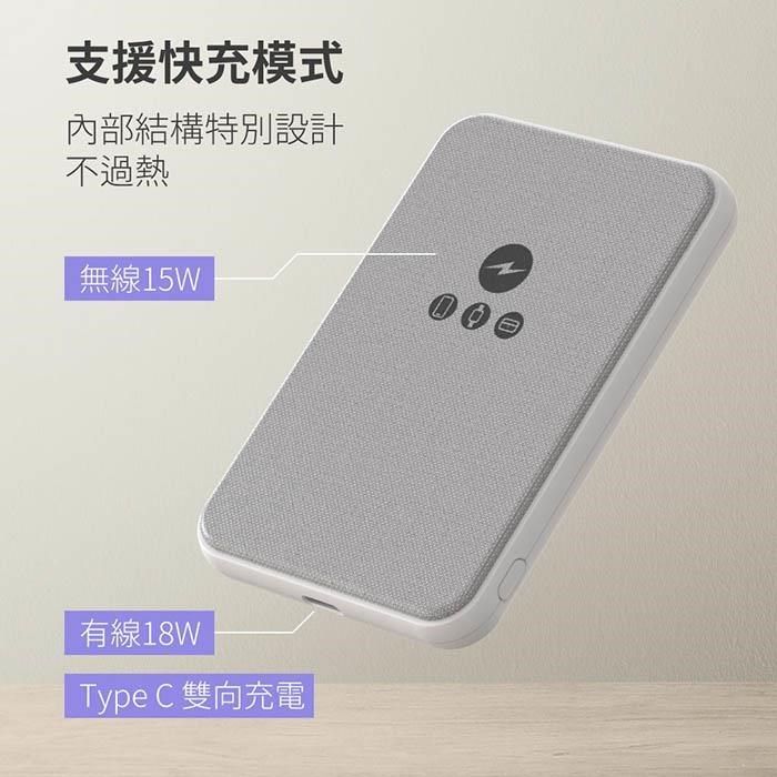 POLYBATT 三用快充磁吸行動電源 5000mAh LT001 石墨烯 無線充 充電寶 磁吸