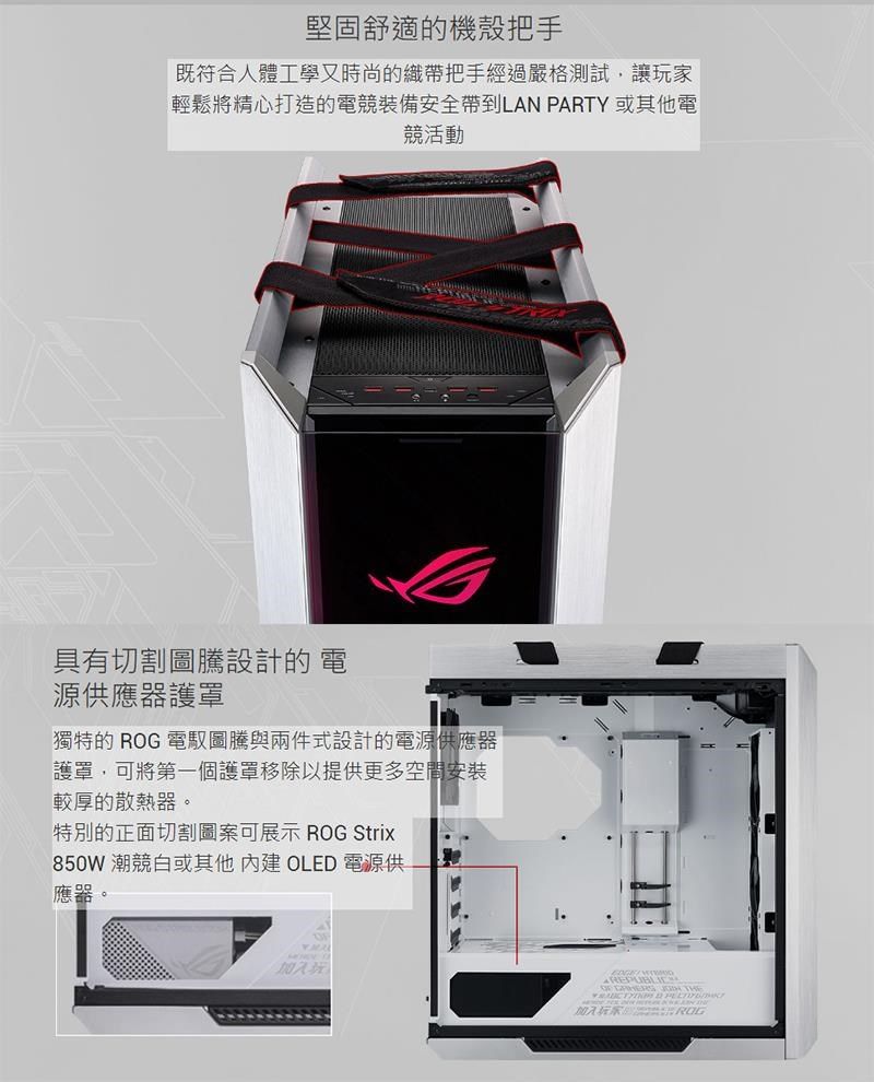 ASUS 華碩【ROG Strix Helios GX601】E-ATX 玻璃透側電腦機殼《白