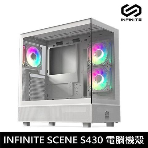 Mavoly 【南紡購物中心】  松聖 INFINITE SCENE S430 全景電腦機殼 白(E-ATX/Type-C/無A柱)