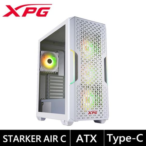 ADATA 威剛 XPG STARKER AIR C ARGB風扇x4/TYPE-C 電腦機殼 白色