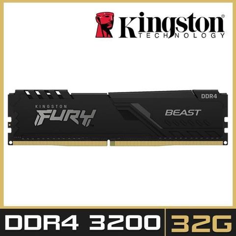 【南紡購物中心】 【金士頓 Kingston】FURY Beast 獸獵者 DDR4 3200 32GB 桌上型超頻記憶體(KF432C16BB/32)