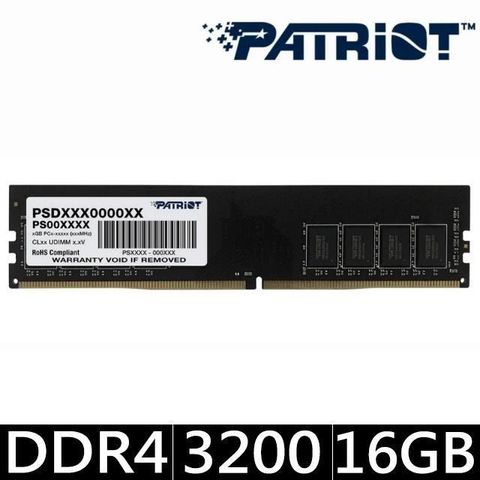 【南紡購物中心】 Patriot 美商博帝 DDR4 3200 16GB 桌上型記憶體