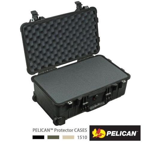 【南紡購物中心】 PELICAN 1510 輪座拉桿氣密箱-含泡棉(黑)