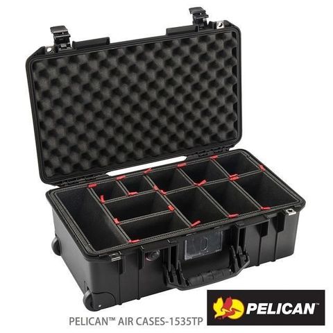 【南紡購物中心】 PELICAN 1535TP Air 輪座拉桿超輕氣密箱-含TrekPak隔板(黑)