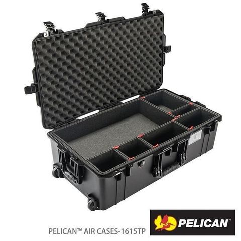 【南紡購物中心】 PELICAN 1615AirTP 輪座拉桿超輕氣密箱-含TrekPak 隔板(黑)