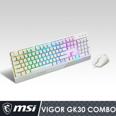 【南紡購物中心】電競首選MSI微星Vigor GK30 Combo電競鍵盤滑鼠組(白)