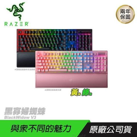 RAZER 雷蛇 BlackWidow V3 黑寡婦蜘蛛幻彩版 電競機械鍵盤 綠軸 黃軸