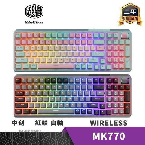 Cooler Master 酷碼 MK770 RGB 無線 機械式 電競鍵盤 中刻 馬卡龍色 黑灰