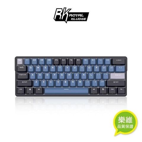 【南紡購物中心】 【ROYAL KLUDGE】RK61 PLUS 60% 藍牙三模無線機械鍵盤K黃軸 RGB 靛藍｜中文