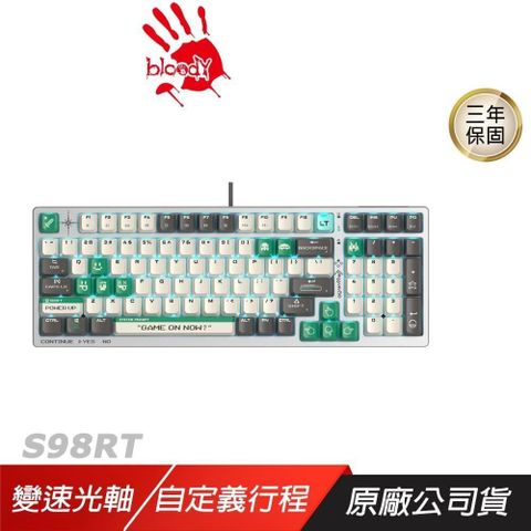 A4 bloody 雙飛燕 S98RT 機械鍵盤 綠色 光軸 RGB全彩背光 PBT雙色鍵帽 有線鍵盤 電競鍵盤 巨集鍵盤